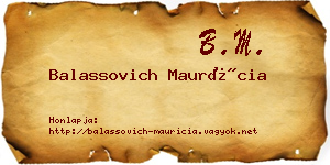 Balassovich Maurícia névjegykártya